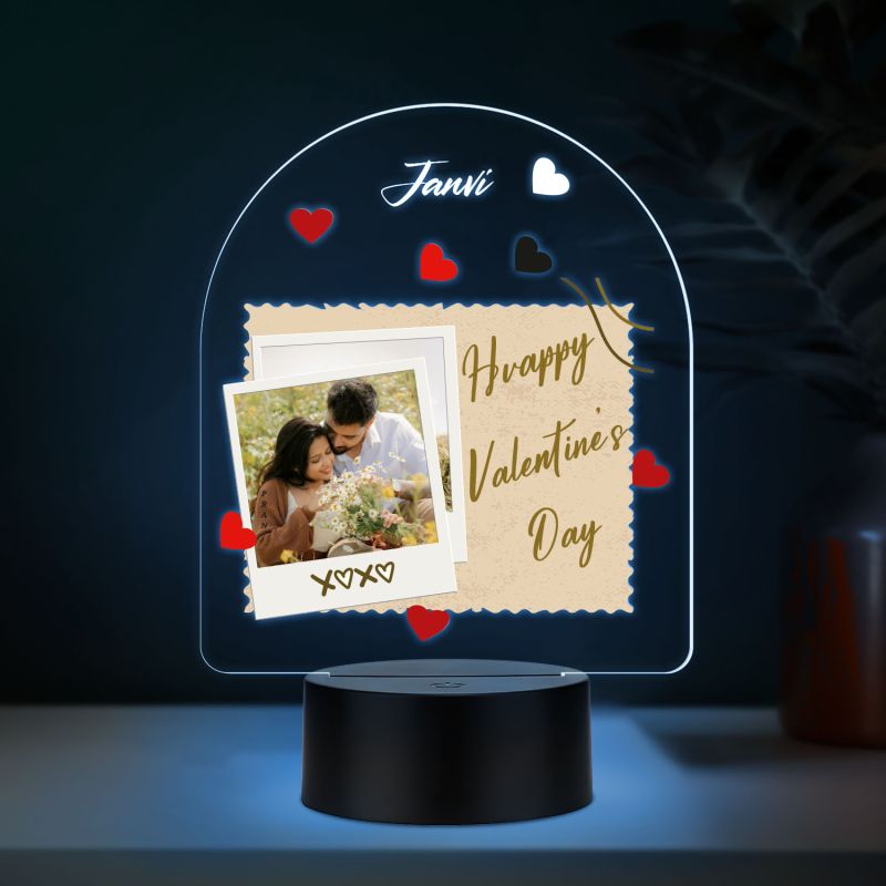 Personalized Happy Valentines Day LED Night Lamp with Automatic Color Changing Light Valentines Day Gift for Boyfriend, Girlfriend, Husband Wife